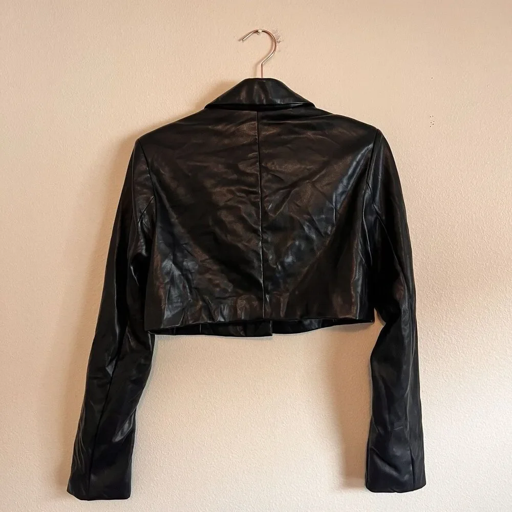 Urban Outfitters UO Kendall Faux Leather Cropped Blazer Size S